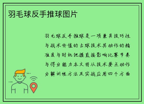 羽毛球反手推球图片