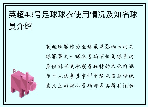 英超43号足球球衣使用情况及知名球员介绍